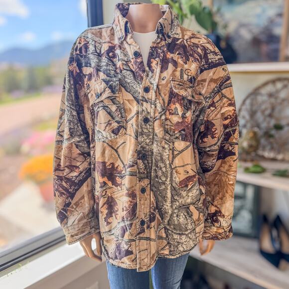 Vintage 90's Outfitter's Ridge Quilted Lined Camo Shacket/Jacket 3D-Men's Large - Picture 1 of 8